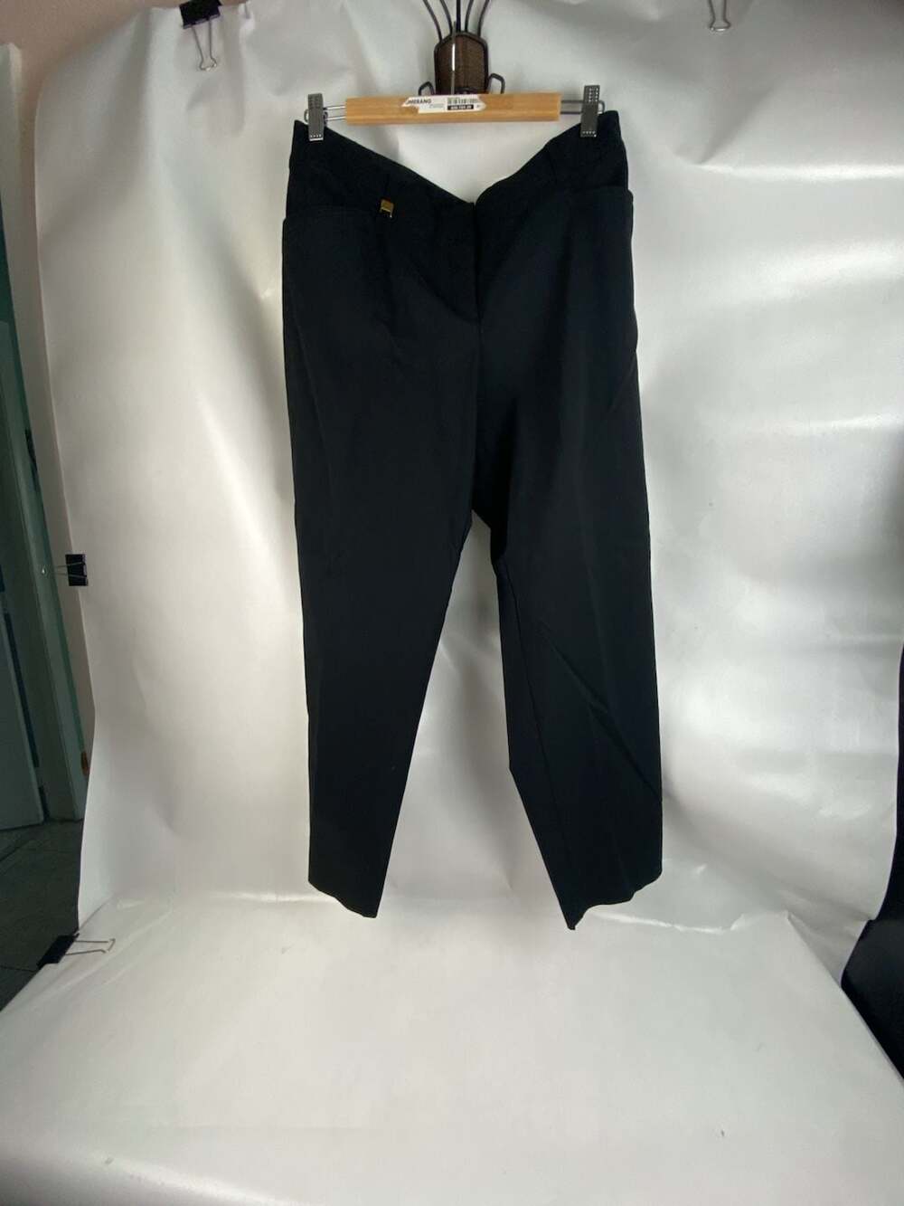 JM Collection Women's Black Pull-On Dress Pants with Gold Hardware Detail 16PS